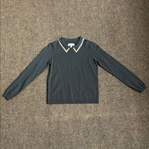 Milly Minis Black and Gold Sweater with Ribbed Texture